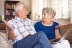 retired couple discussing medicare advantage plan